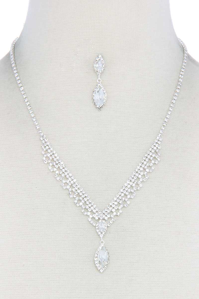 Marquise Shape Rhinestone Necklace